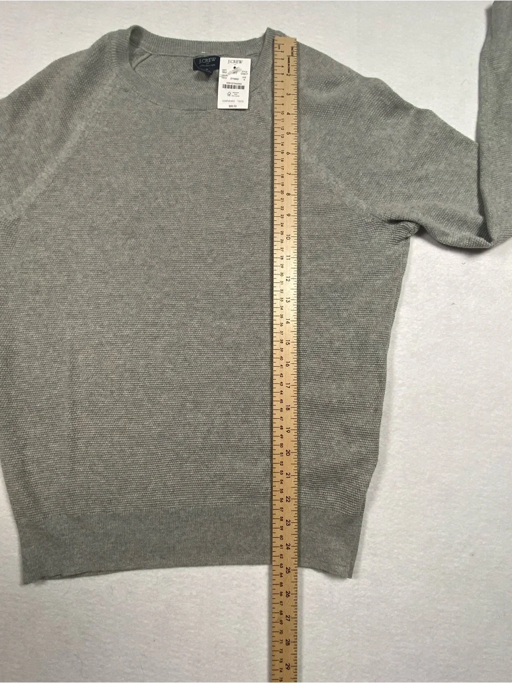 J. Crew Men’s Lightweight Grey Cotton Sweater, Large, NWT, Smart Casual Coastal